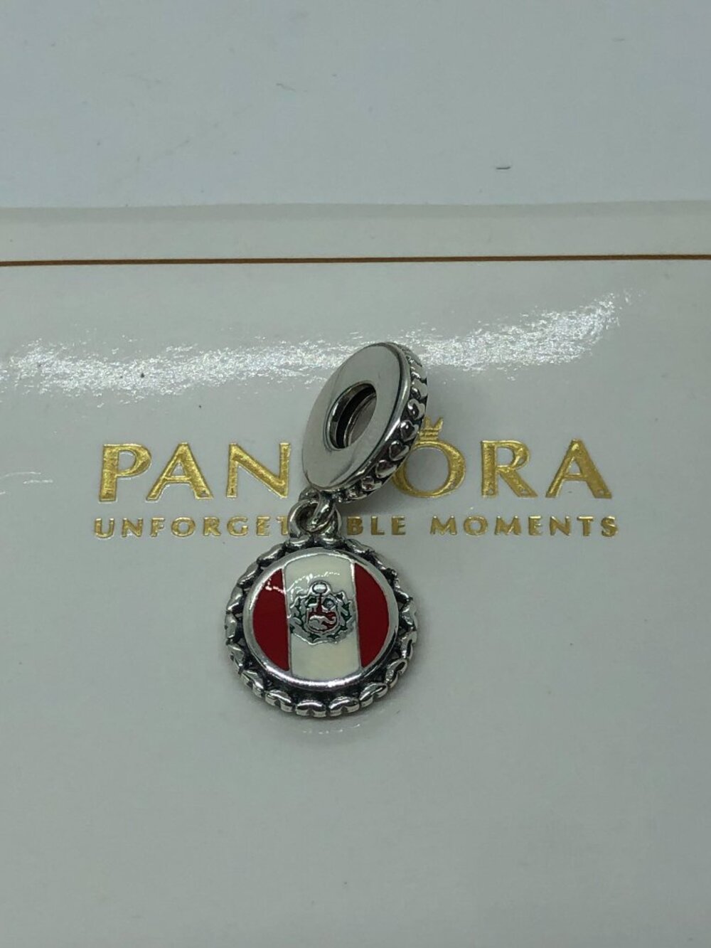 ✨🔥Pandora Peru Flag Dangle Charm S925 Silver with box